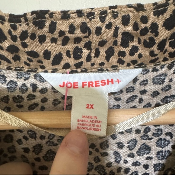Women’s Joe Fresh Brand Leopard Print V-Neck Tie Waist Short Sleeve Dress S: 2X - Picture 4 of 16